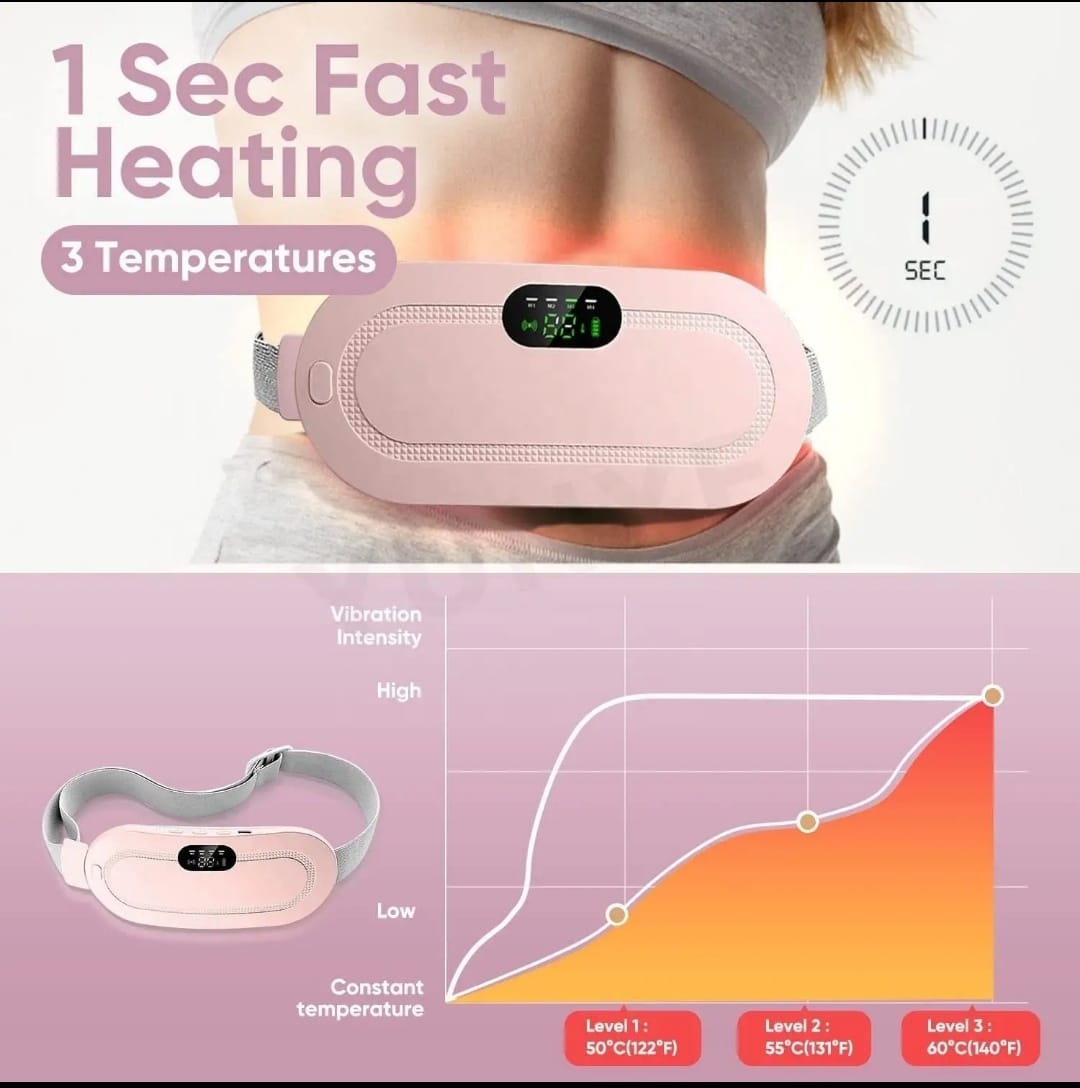 FAJA TERMICA CON MASAJE Y CALOR INSTANTANEO - ALIVIO DE COLICOS Y DOLOR LUMBAR